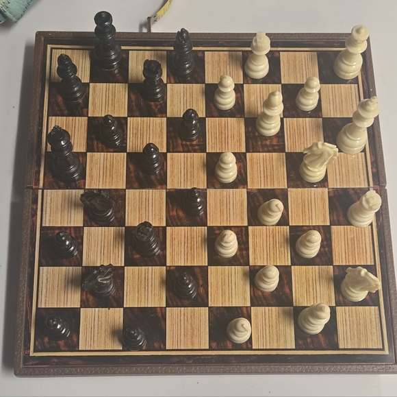 None Other - Classic Travel Chess Set - Brown and Cream